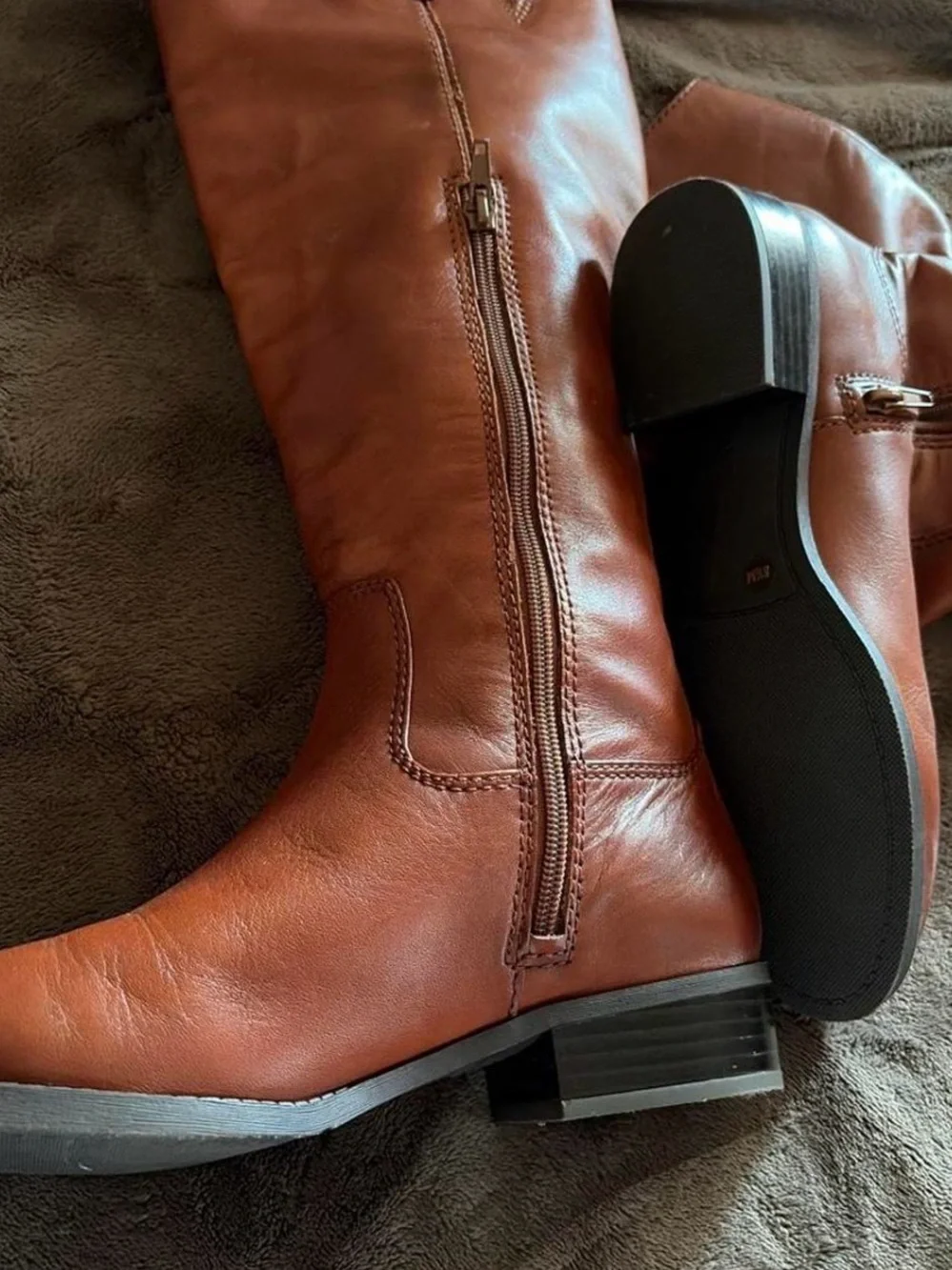 INC International Concepts Tan Leather Knee-High Boots